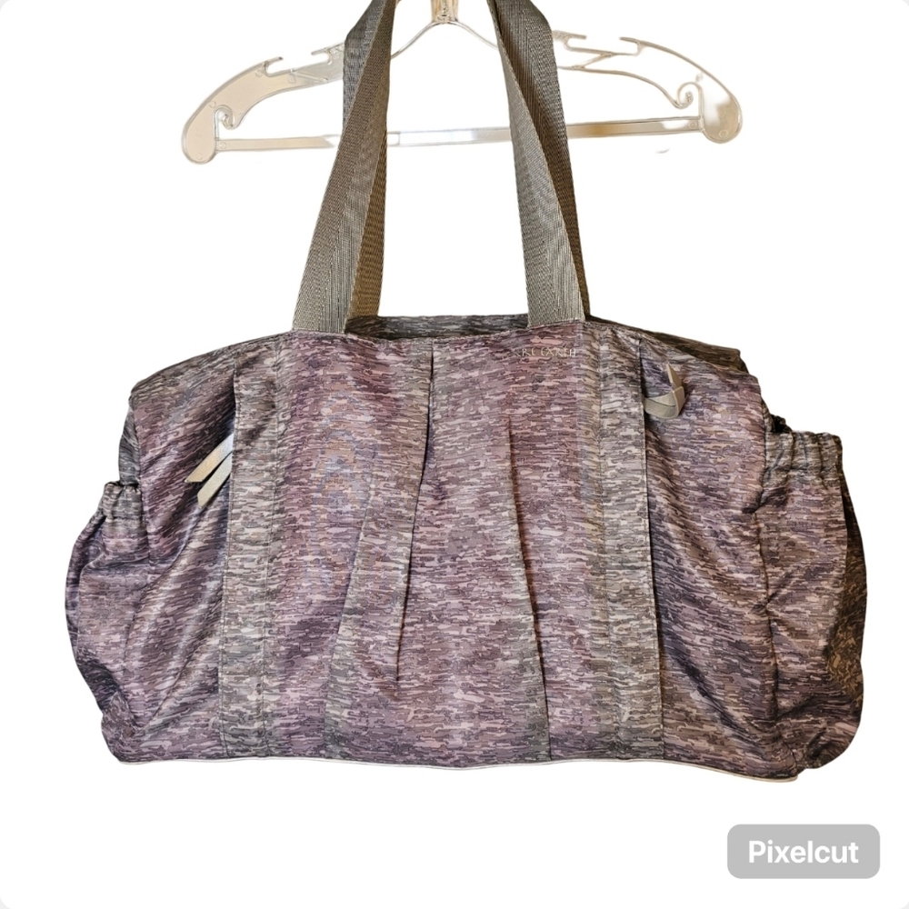 Rare Earth grey with pink interior nylon duffle bag